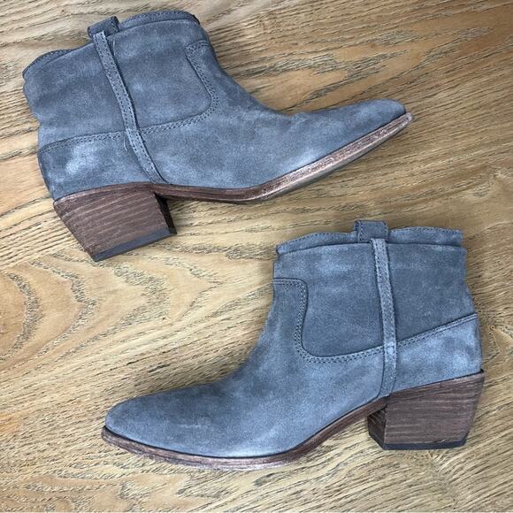 Joie Ajax Suede Western Short Ankle Boot Pull On Bootie Gray Women’s 7.5 - Picture 7 of 12